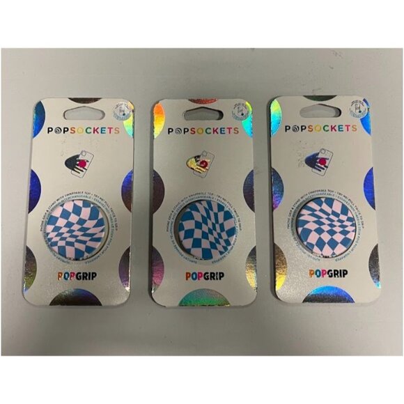 PopSockets PopGrip Checker Cell Phone Grip & Stand - Blueberry Checker 3 Pk - Picture 1 of 6